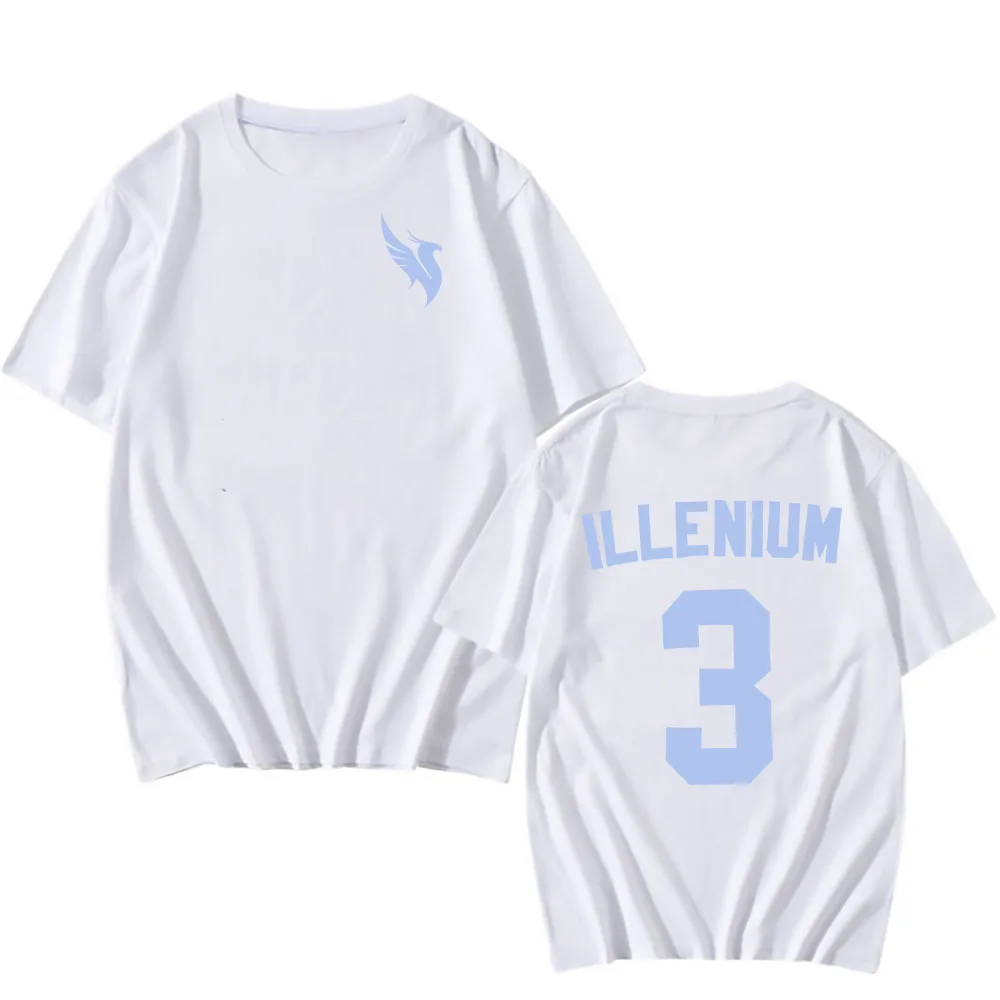 تي شيرت ILLENIUM بأكمام قصيرة من القطن للرجال/النساء تي شيرت للجنسين ملابس الشارع الشهير فضفاضة برقبة دائرية تي شيرت رجالي بشعار جرافيك مطبوع