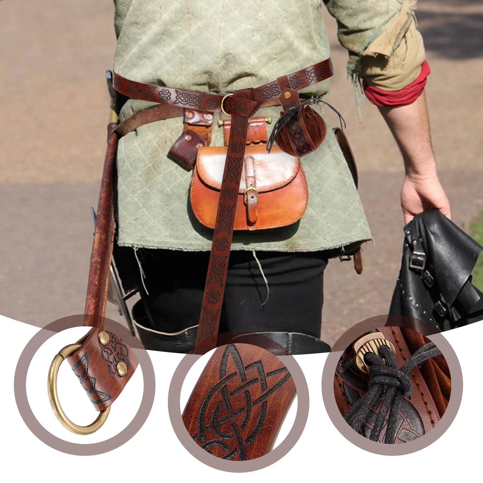 1 Set Gürteltasche Hüfttasche Cosplay Mittelalter Wikinger Pu Renaissance Kostüm Party Festival Halloween Rollenspiel Zubehör