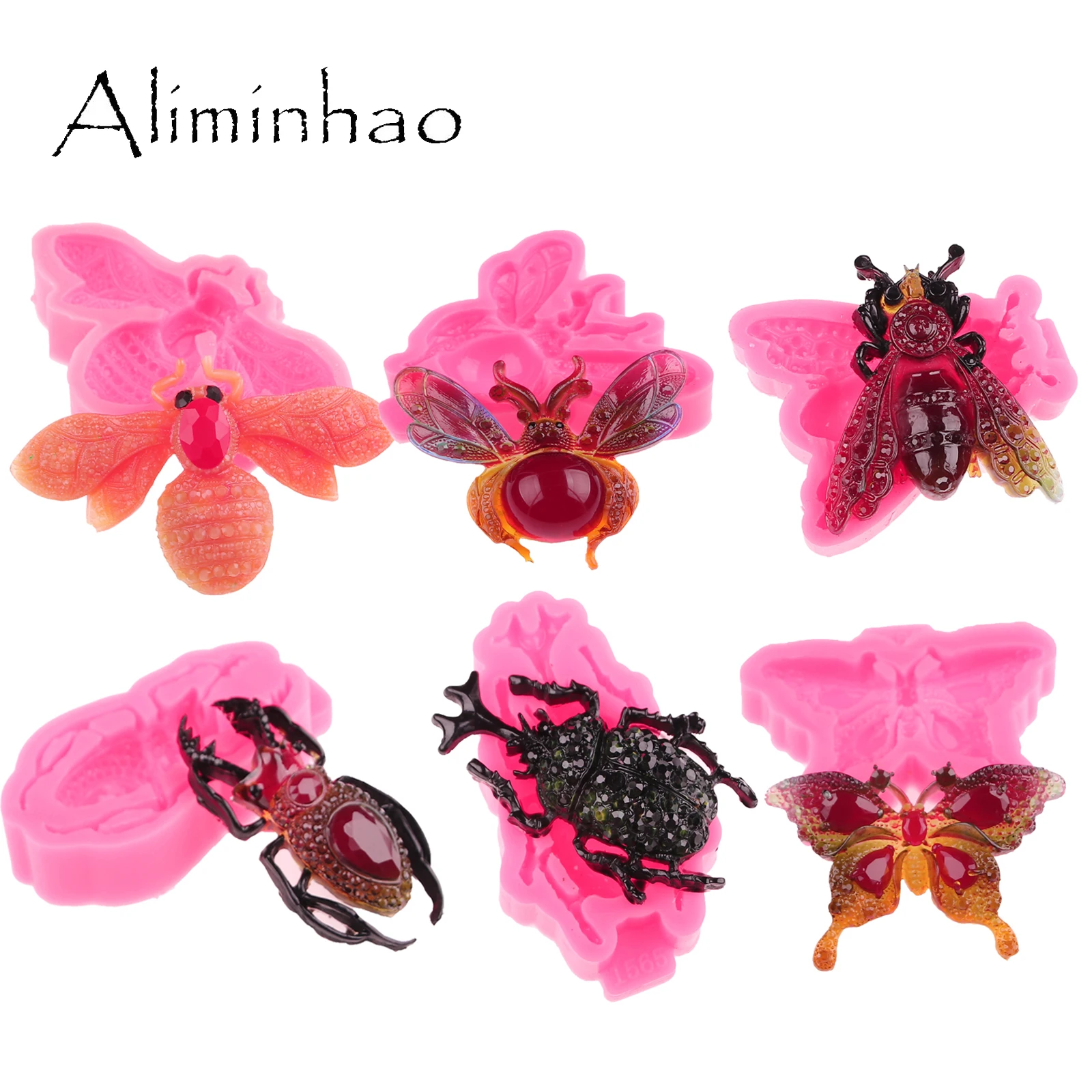 B1588 Insects Bees, Butterflies, Beetles, Cicadas Epoxy Resin Silicone Molds for Jewelry DIY Craft, Chocolate Fondant Cake Mold