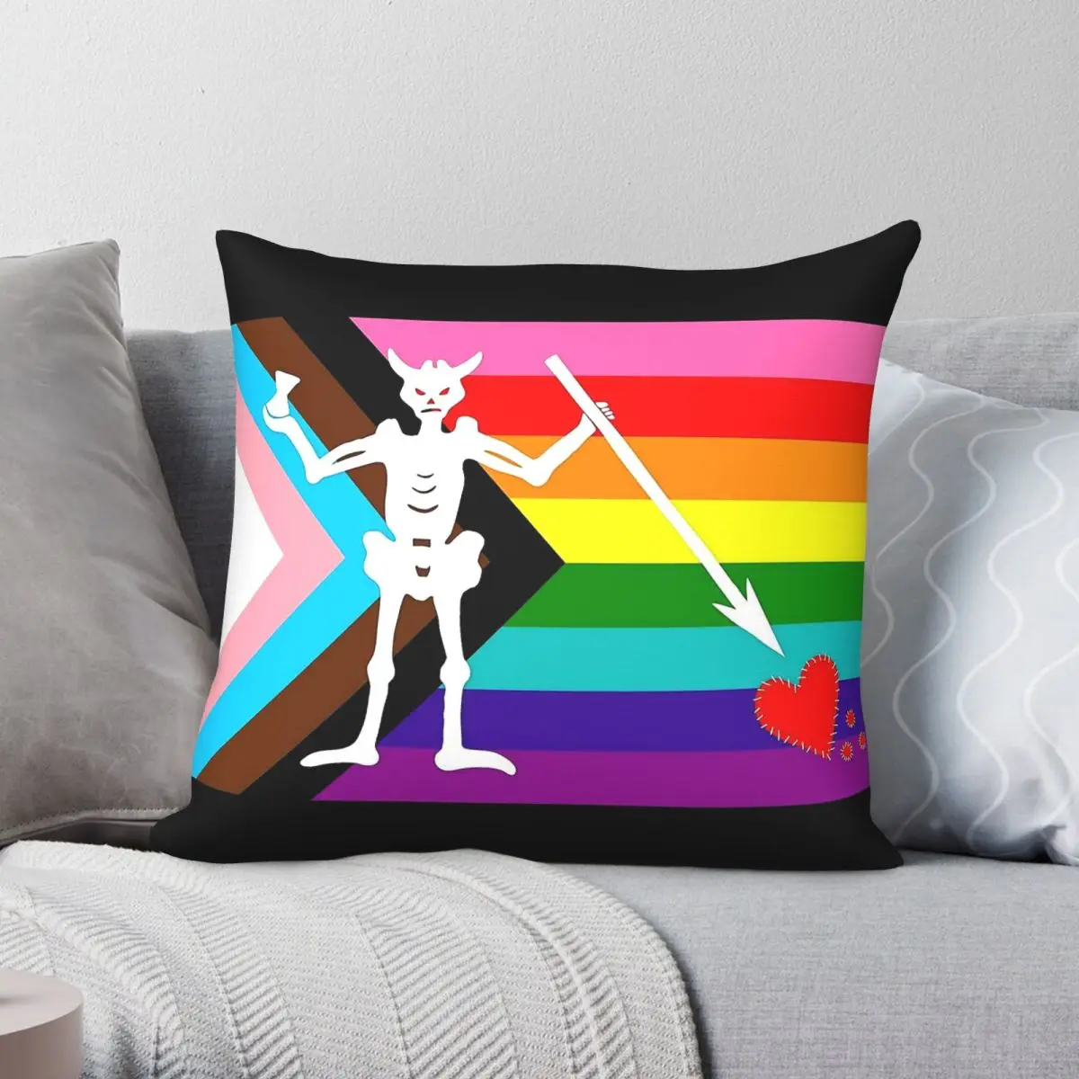 Blackbeard Pride Flag Quadratischer Kissenbezug, Polyester, Leinen, Samt, bedruckt, mit Reißverschluss, dekorativer Kissenbezug, Auto-Kissenbezug