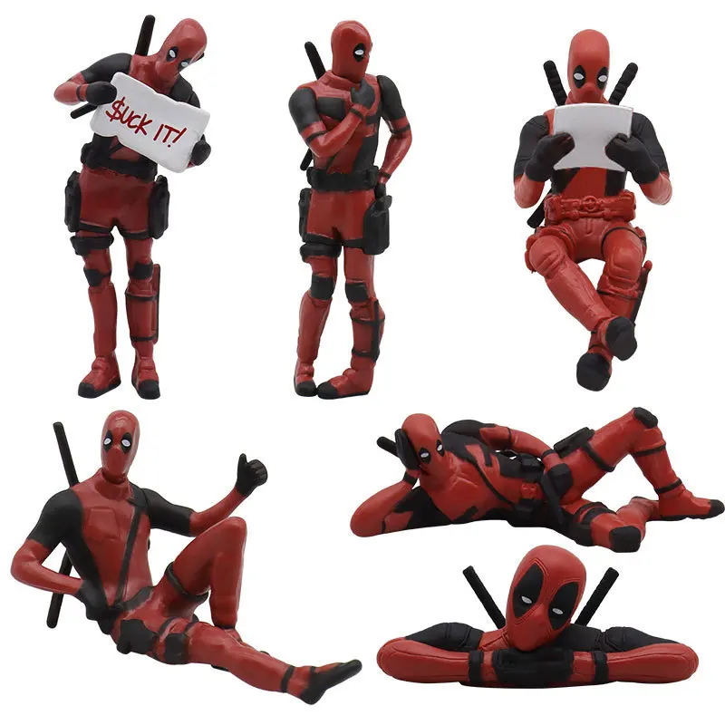 Deadpool Marvel Figure Model Toys, Carro, Casa, Escritório, X-Man, Engraçado, Engraçado, Decoração de Mesa, 8cm, 6