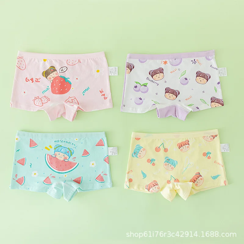 4PCS/Lot Baby Girls Underwear Cotton Panties For 1-11Years Kids Short Briefs Toddler Children  Cartoon Underpants