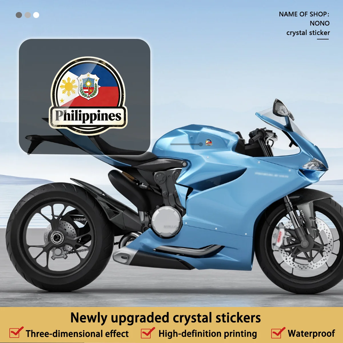 

6Pcs/1 set, retro Filipino motorcycle decal, crystal sticker, waterproof, scratch-proof, UV-proof, easy to paste, provides great
