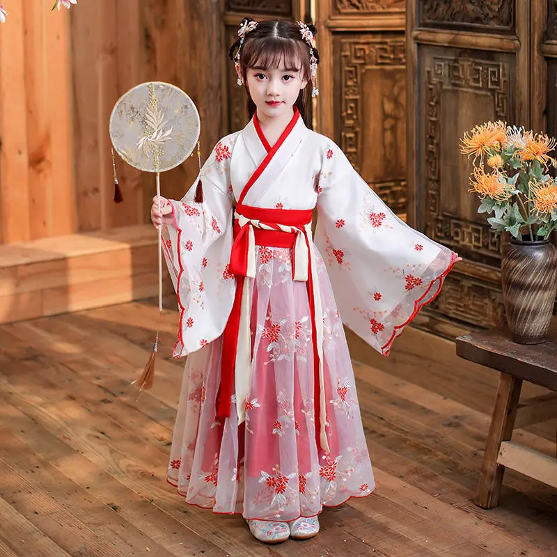 Bambini Hanfu costumi di danza tradizionale cinese vestito da palcoscenico Costume da ballo nazionale Hanfu