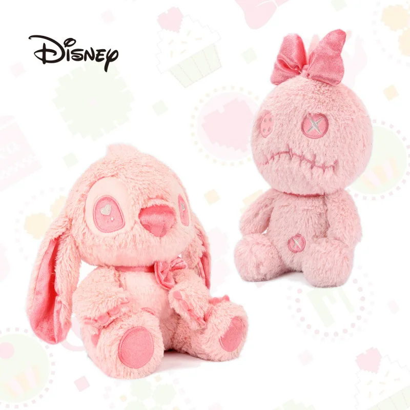 Peluche de Disney Lilo y Stitch, Angel Scrump, Color Rosa, Muñeco de Peluche Suave y Adorable para Niños, Regalo, Colección, Decoración