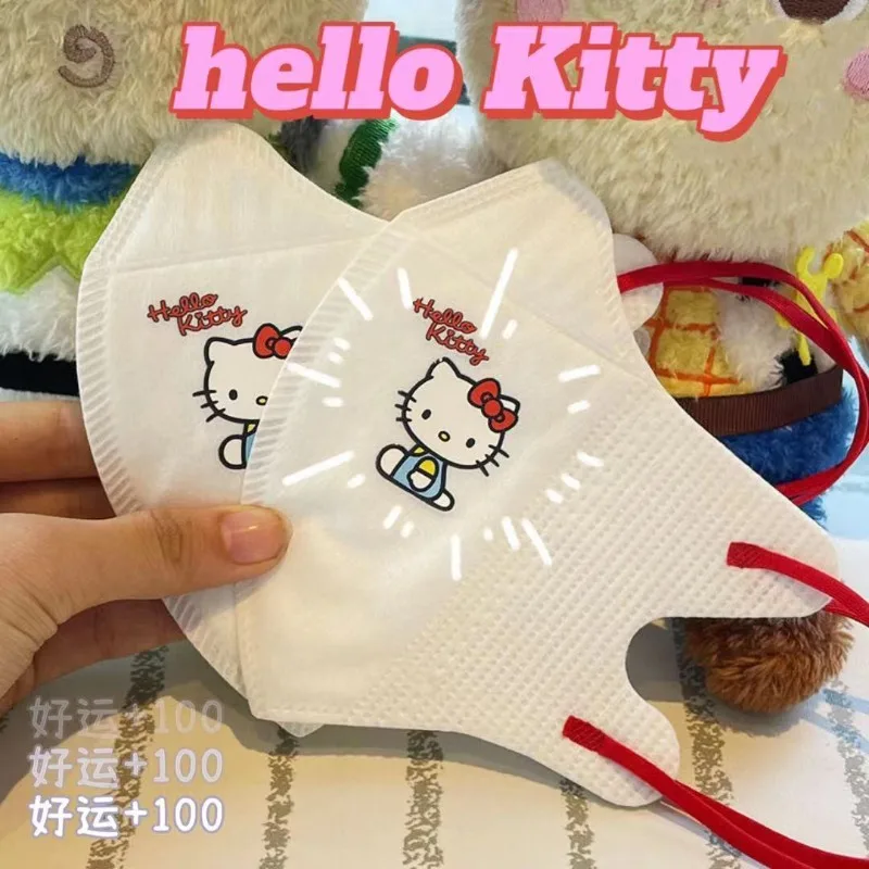 Hello Kitty Sanrio Kawaii Cute Cartoon trójwymiarowa maska dla kobiet dorośli drukowane dzieci pyłoszczelne niezależne opakowanie