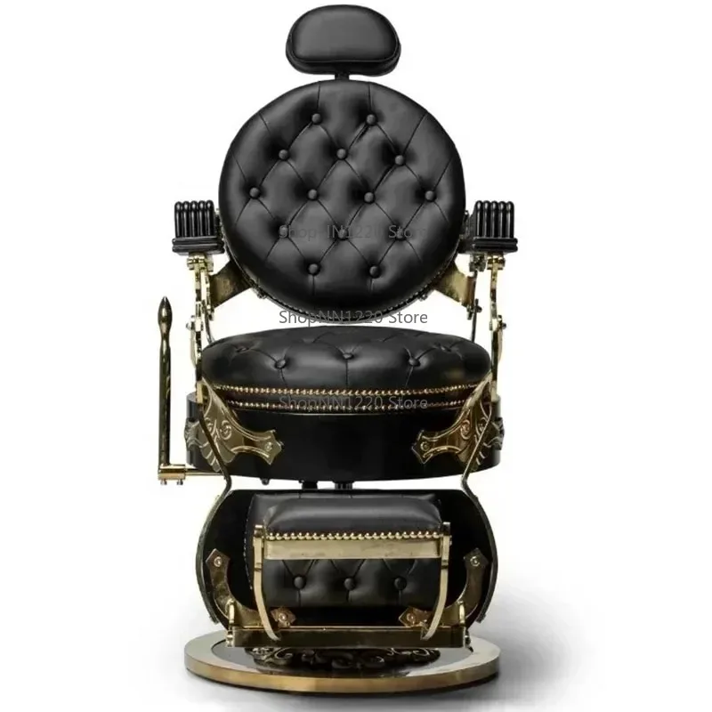 

High Quality Vintage Gold Barber Chair for and Nail Salons Hydraulic Big Pump Barber Shop Chair