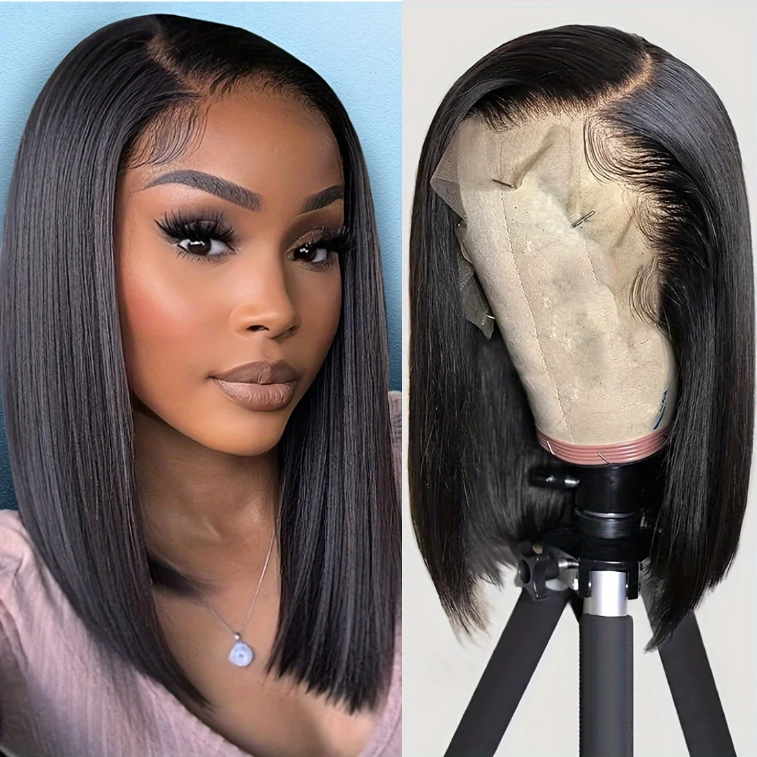 

Короткий боб 100% человеческие волосы 13x4 HD Парики фронта шнурка 13x4 HD Прозрачные парики фронтальной части шнурка Короткий парик боб для женщин Remy