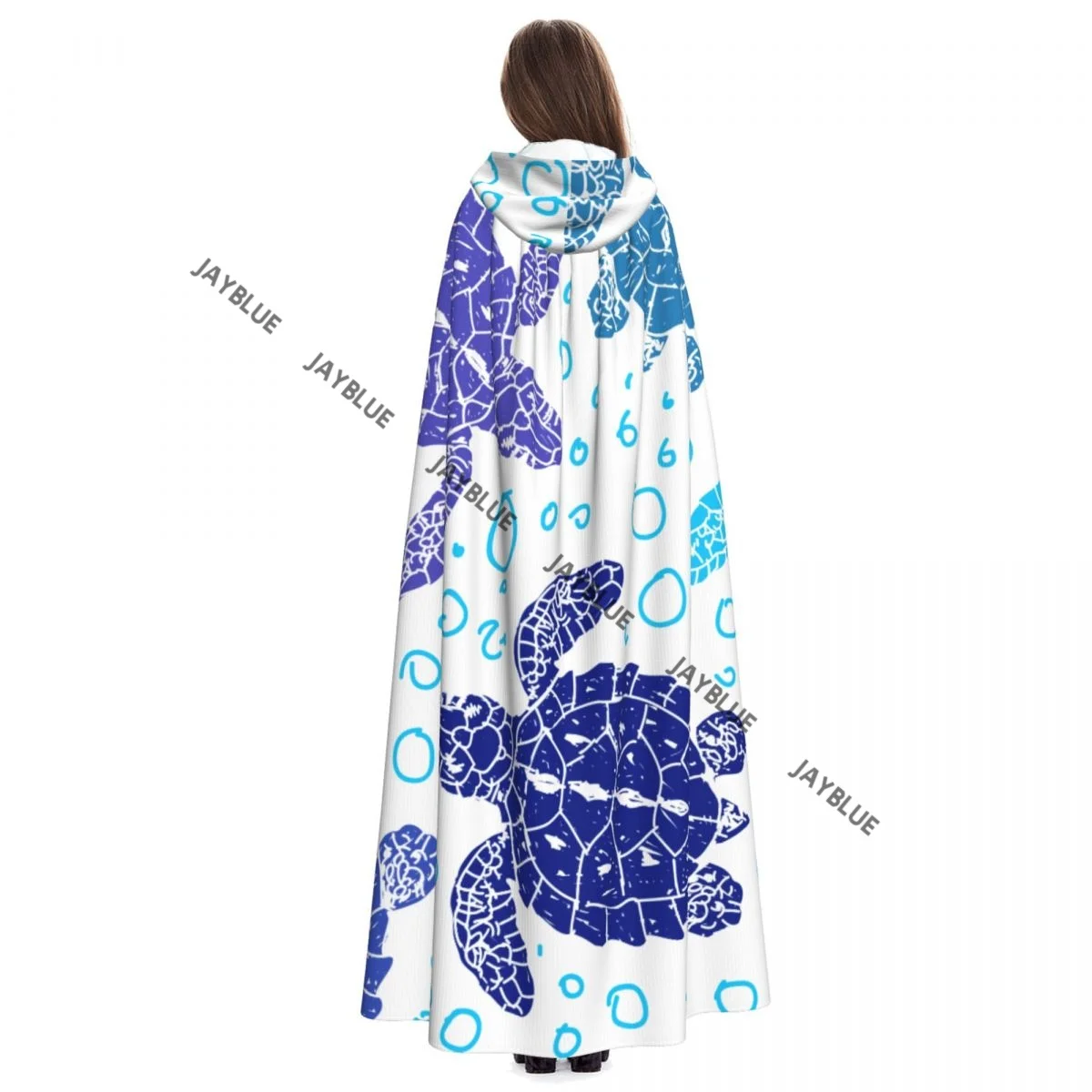 Hooded Cloak Unisex Cloak with Hood Blue Sea Turtles Cloak Vampire Witch Cape Cosplay Costume - view 3