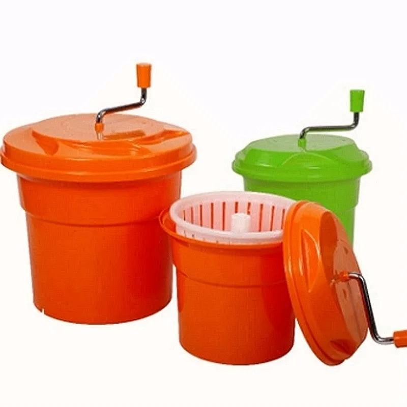 Manual Salad Spinner for Commercial Use - Large Capacity Vegetable Dryer with Strainer & Non-Slip Base