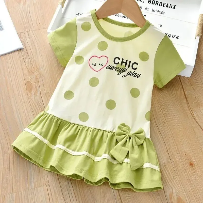 

2026 New Baby Girl Dress Summer Dress Pure Cotton Children's Short Sleeved Princess Dress Stylish