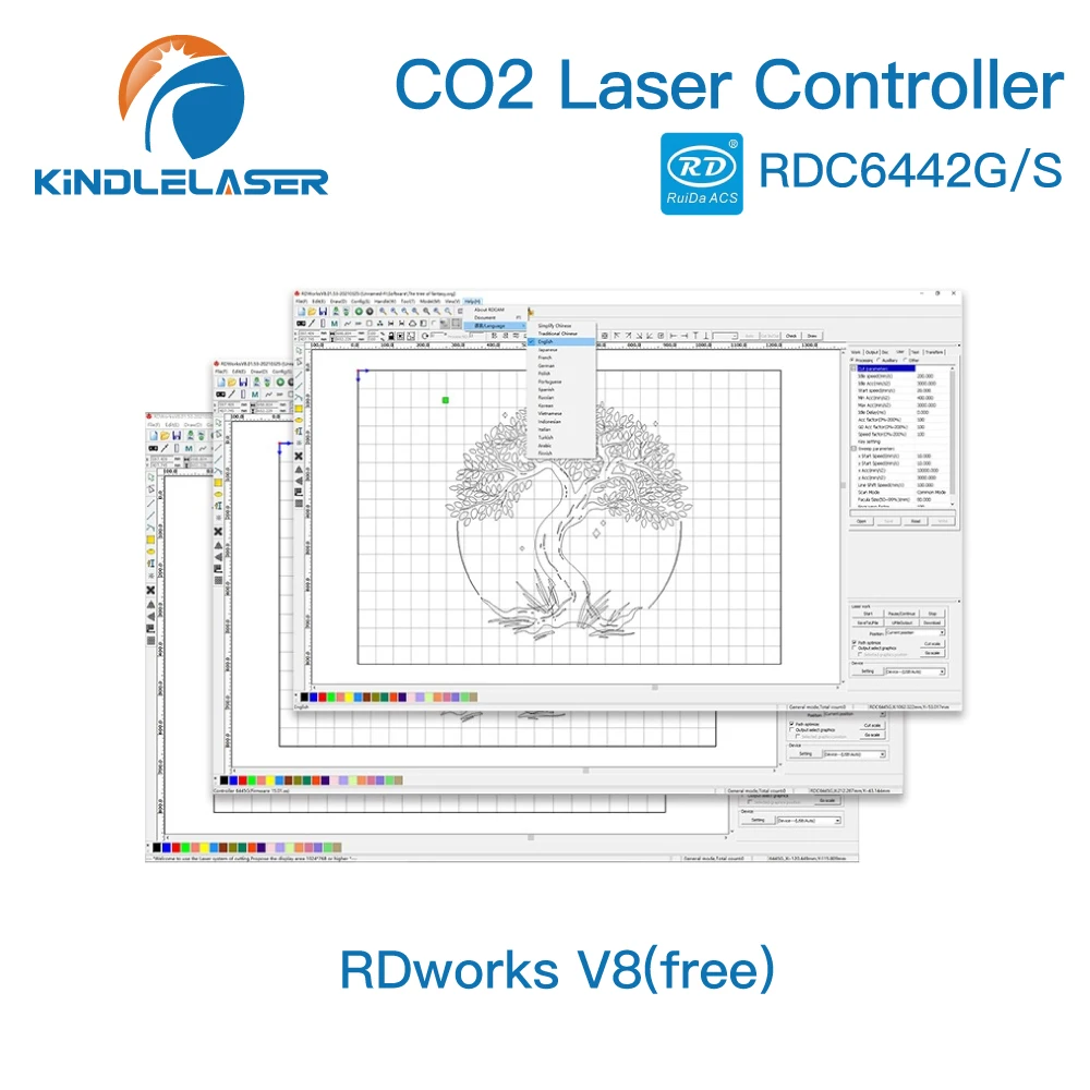 Kindlelaser Ruida RD RDC6442G Co2 Laser DSP Controller for Laser Engraving and Cutting Machine RDC 6442 6442G 6442S