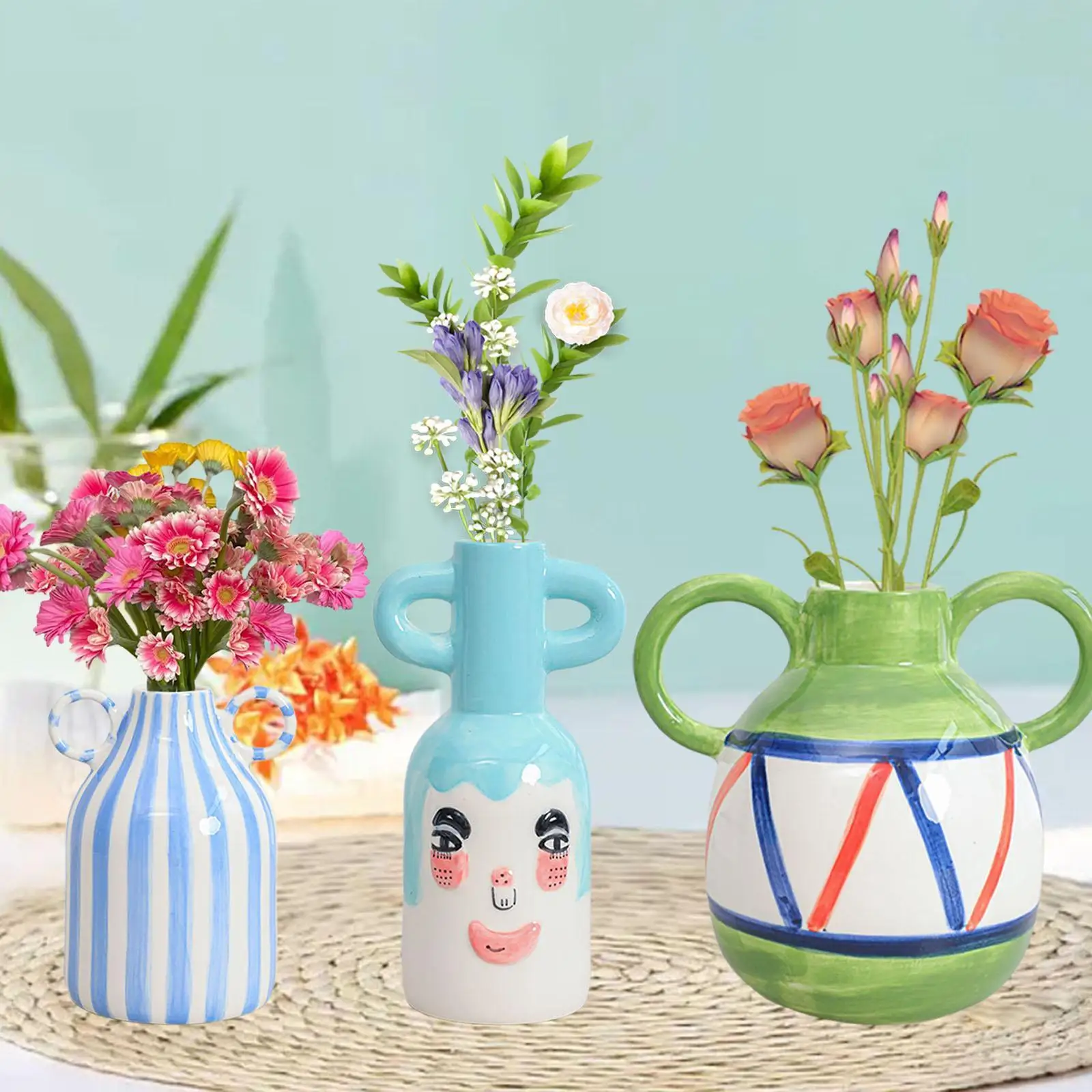 Decorative Flower Vase Photo Prop Porcelain Vase for Modern Flowerpot Decorative Vase Living Room Office Desktop Decoration