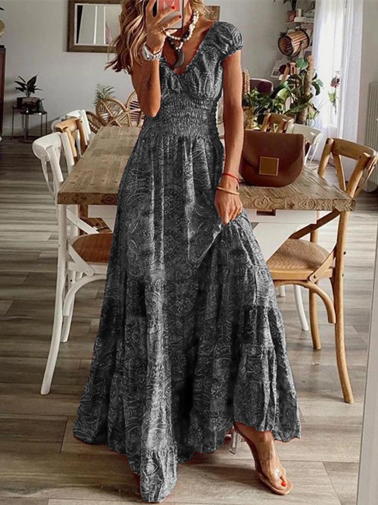 Vestido Playa Mujer Vestido De Verano Para Mujer Manga Corta, Escote En V, Con Botones Y Bolsillos, Tejido Jacquard Ligero, Ideal Para Playa Y Diario Vestido Verano Mujer