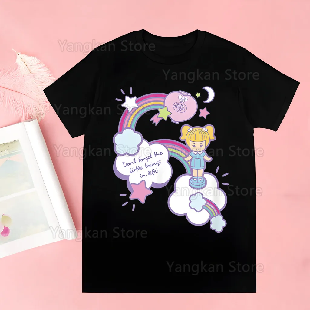 Polly Pocket T Shirts for Guys O-Neck Short Sleeve Regular Height Quality Hip-Hop Tee Shirt