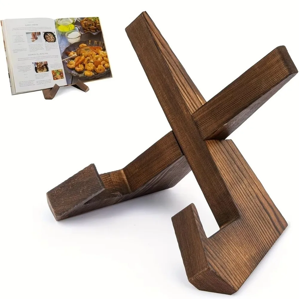 Wooden Wooden Recipe Holder Display Bookend Function Reading Wooden Bookend Hanging Cookbook Bookshelf Dining Room Kitchen