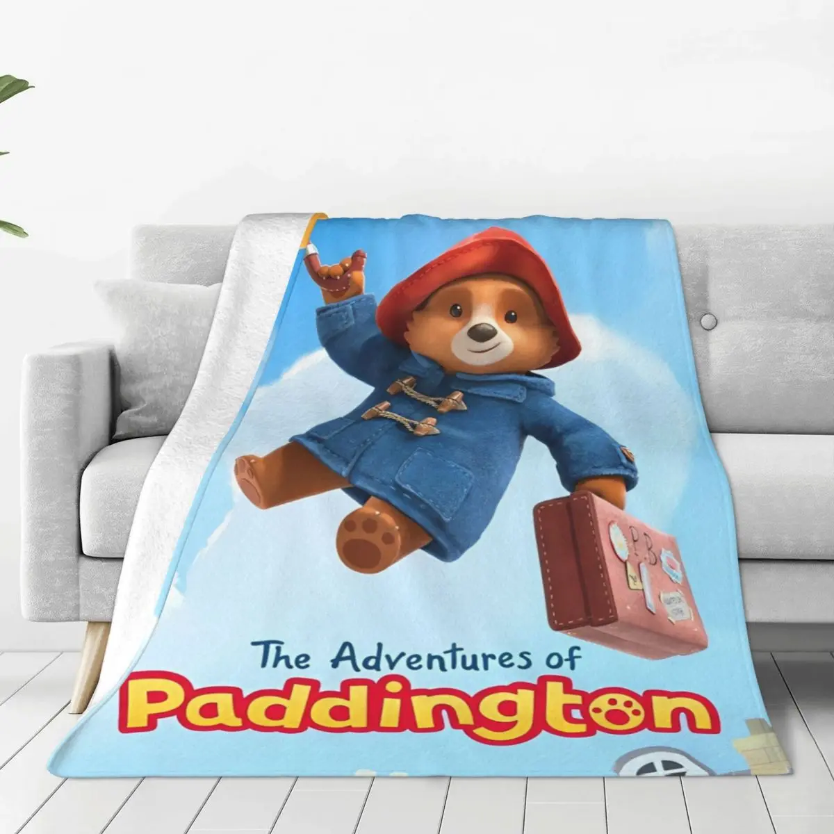 Britain Paddington Brown Bear Warm Blanket Cute Movie Cartoon Travel Plush Throw Blanket Flannel Bedspread Sofa Bed Cover