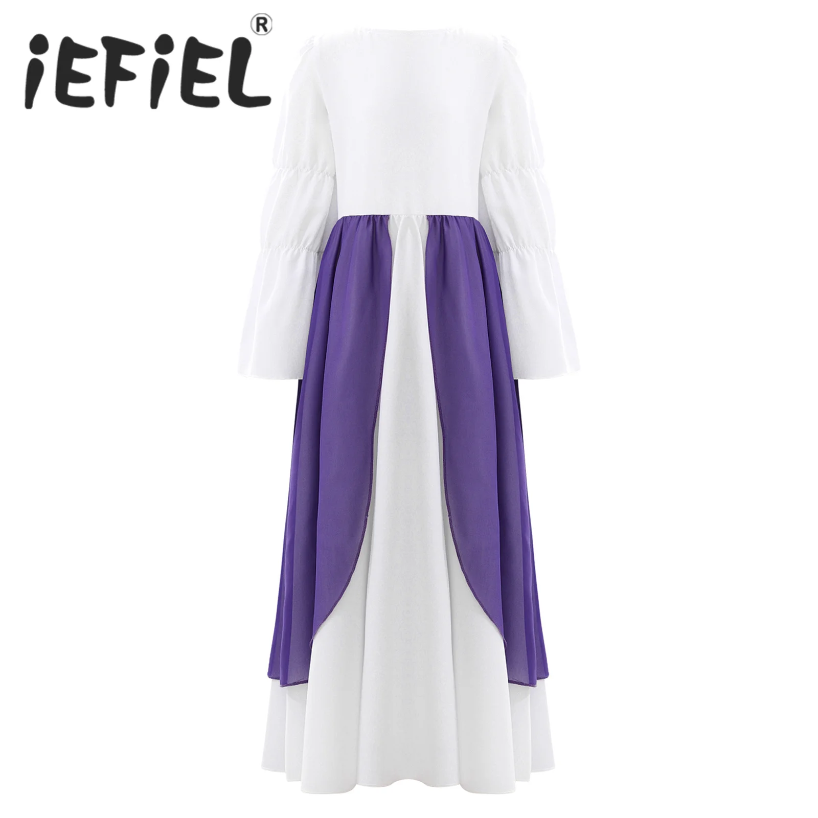 

Kids Girls Medieval Renaissance Costume Halloween Cosplay Long Sleeve High Waist Ruffled Dress Fairy Ball Gown Vintage Chemise