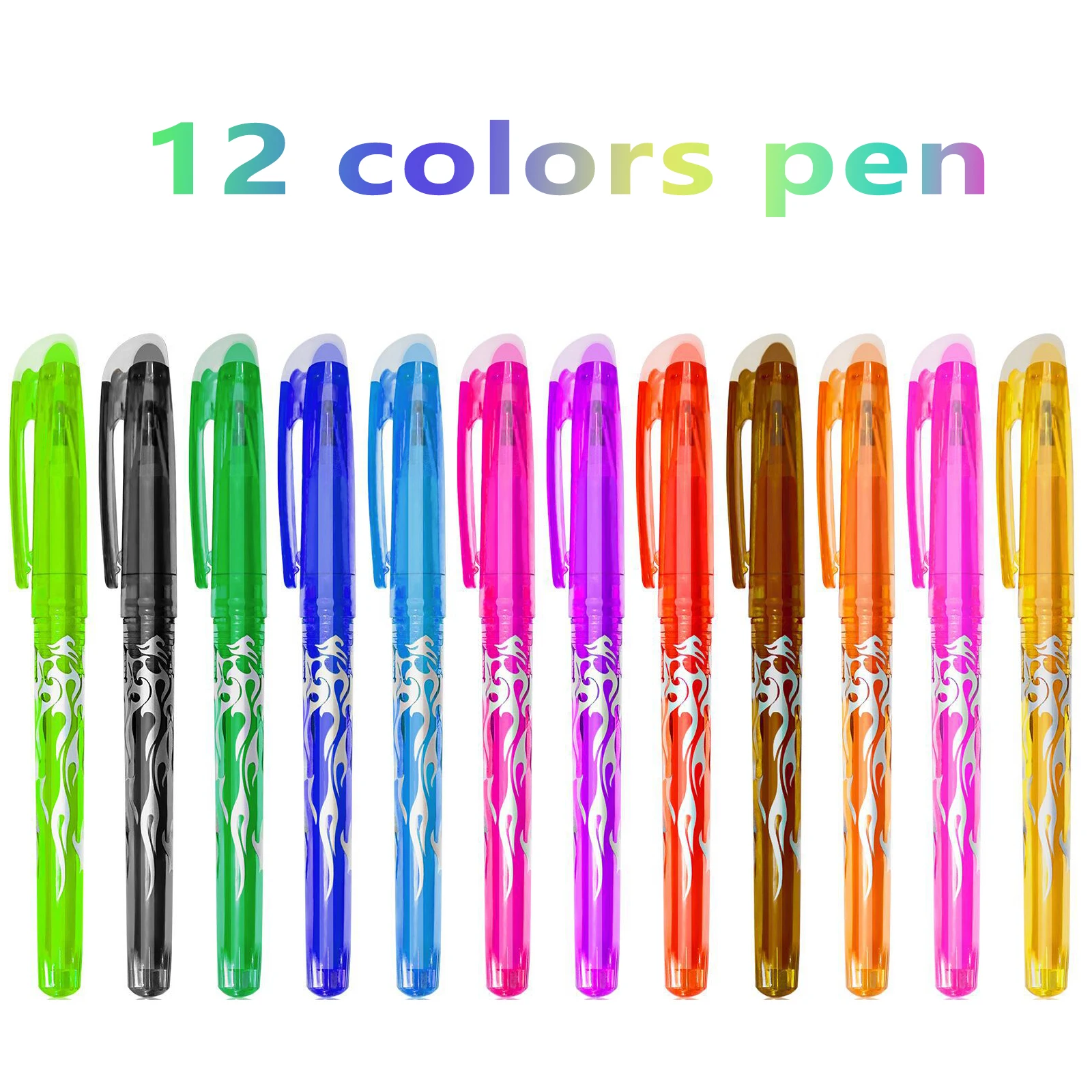 

8/12pcs Multi-Color Erasable Gel Pen 0.5mm Painting Writing Drawing School Black Blue Red Pink Orange Green Purple Light Blue