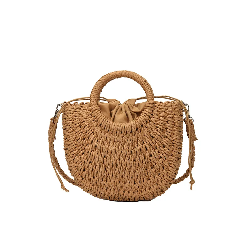 2026 NEUE Sommer Damen Handgefertigte Gewebte Stroh-Rattan Halbmond-Strandtasche Große Kapazität Hohle Crossbody Schultertasche – Detail 23