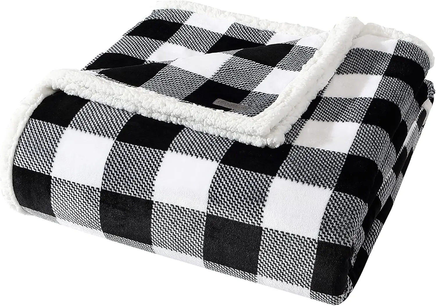 Queen Blanket, Reversible Sherpa Fleece Bedding, Buffalo Plaid Home Decor for All Seasons (Black Check, Queen) 2025 NEW