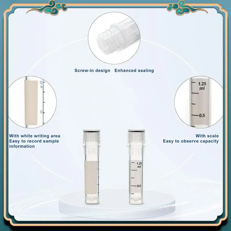 (جديد) - أنابيب كريوفيلز المعقمة قوارير مختبر 2 مل مع أغطية كريوفيل لتخزين درجة الحرارة المنخفضة، علبة 100 سهلة التركيب وسهلة الاستخدام