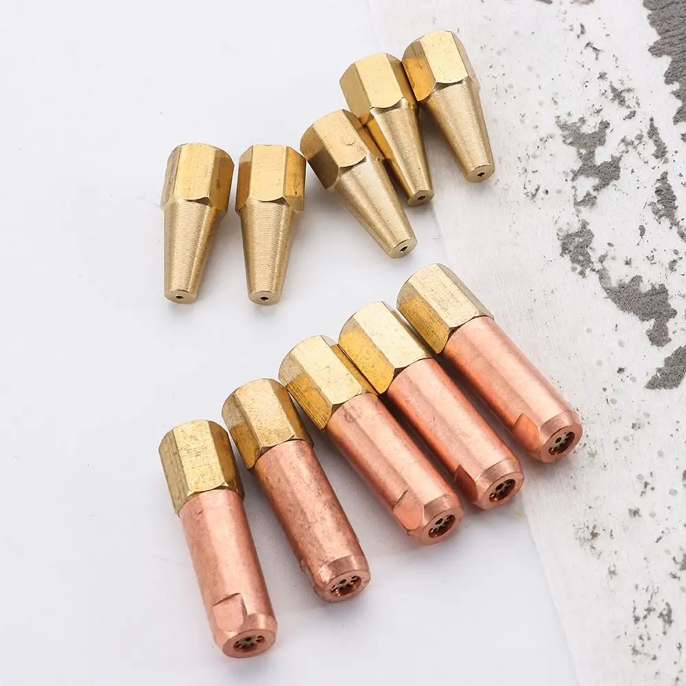 5Pcs/Set H01-2 Gas Brazing Torch Nozzle Copper Oxygen Propane Acetylene Liquified Gas Torch Tip Solder Welding Torch Accessory