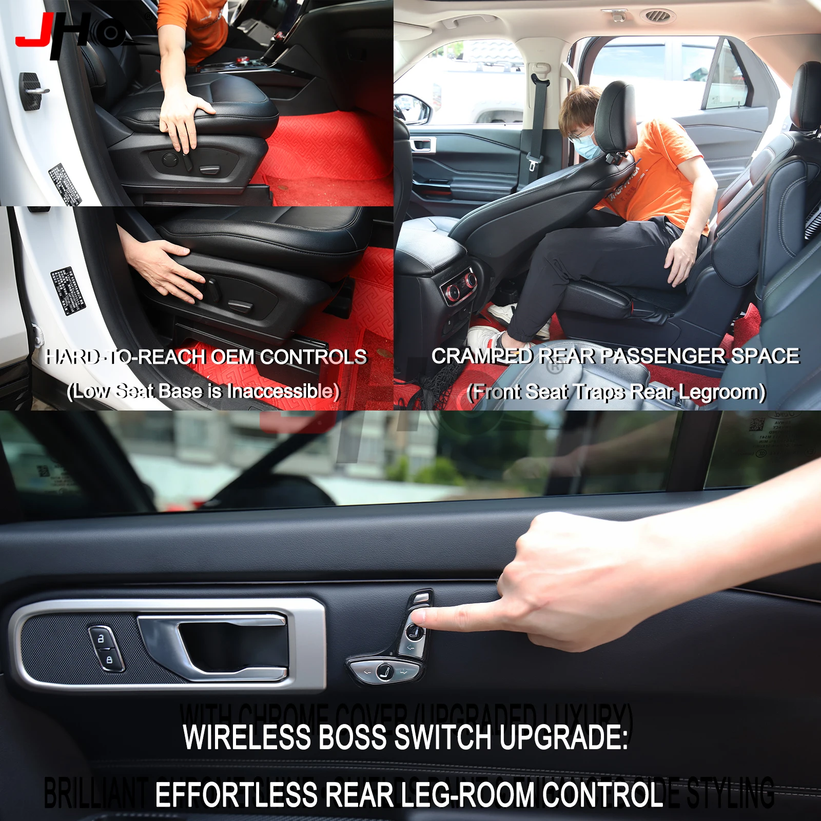 JHO Wireless Passenger Power Seat Remote Switch for Ford Explorer 2020-2022 Rear Seat Legroom Boss Button Adjuster
