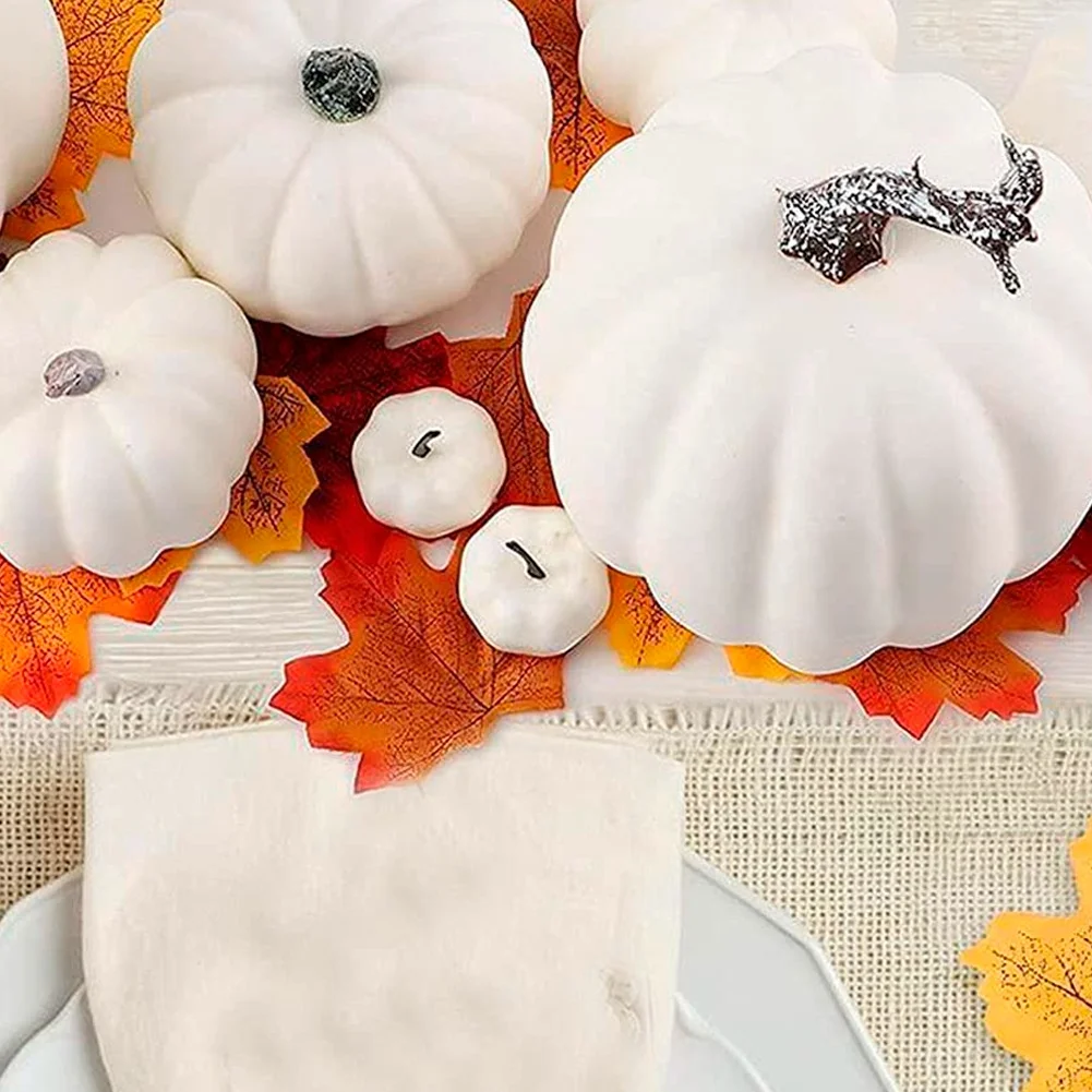 Halloween White Artificial Pumpkin Decoration Foam Pumpkin Desktop Core Thanksgiving Halloween Decoration 7