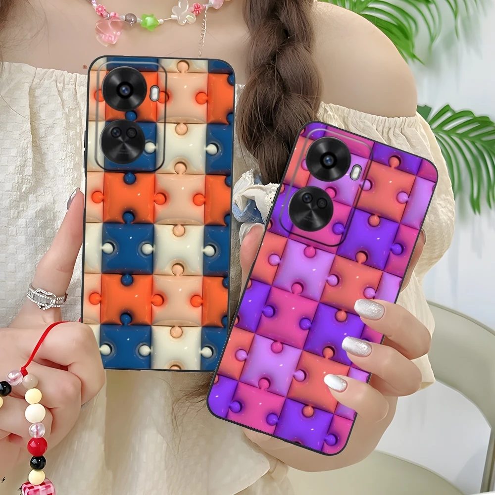 Puzzle Fashion Pretty Mobile Cell Phone Case for Huawei Nova 12 11 10 9 8 7 Pro SE 5G Black Soft Phone Cover Shell