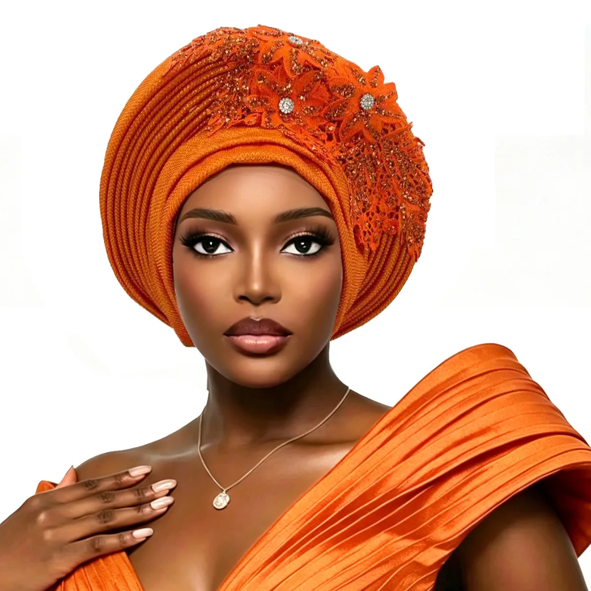 New Flower Turban Cap for Women Hat Nigerian Wedding Party Auto Gele Muslim Hijab Head Wrap African Headties Headgear Bonnet