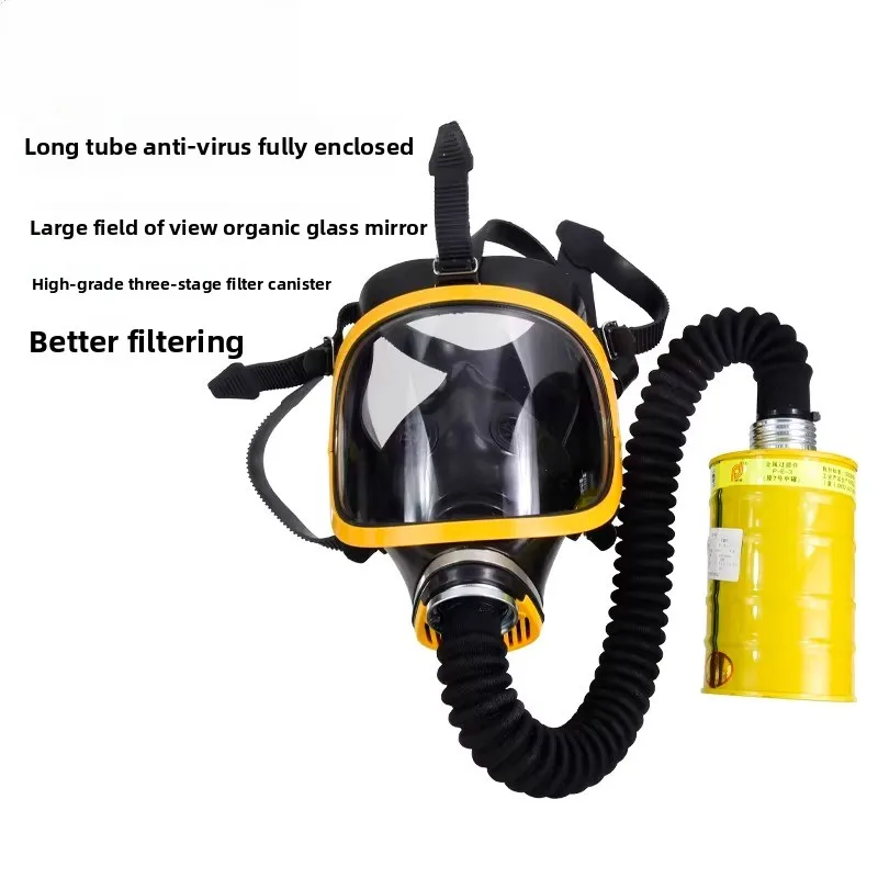Gas mask MJ4002 large vision chemical ammonia pesticide formaldehyde mask long tube  filter tank three-piece set