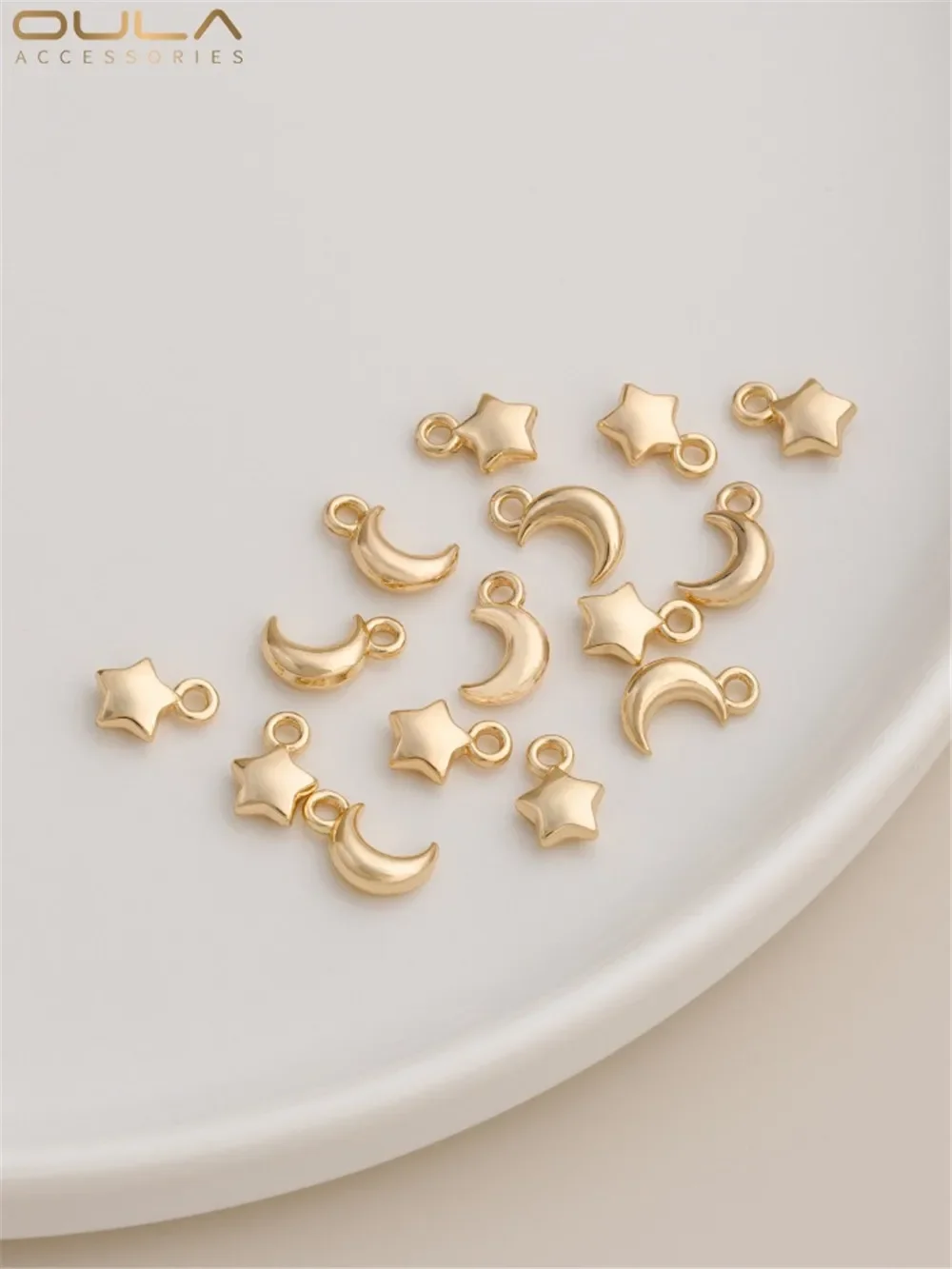 

14 К Золотая Гарантия Световая Поверхность Стерео Звезда Луна Подвеска Ручная Работа Diy Ювелирные Изделия Подвеска Браслет Серьги Подвеска