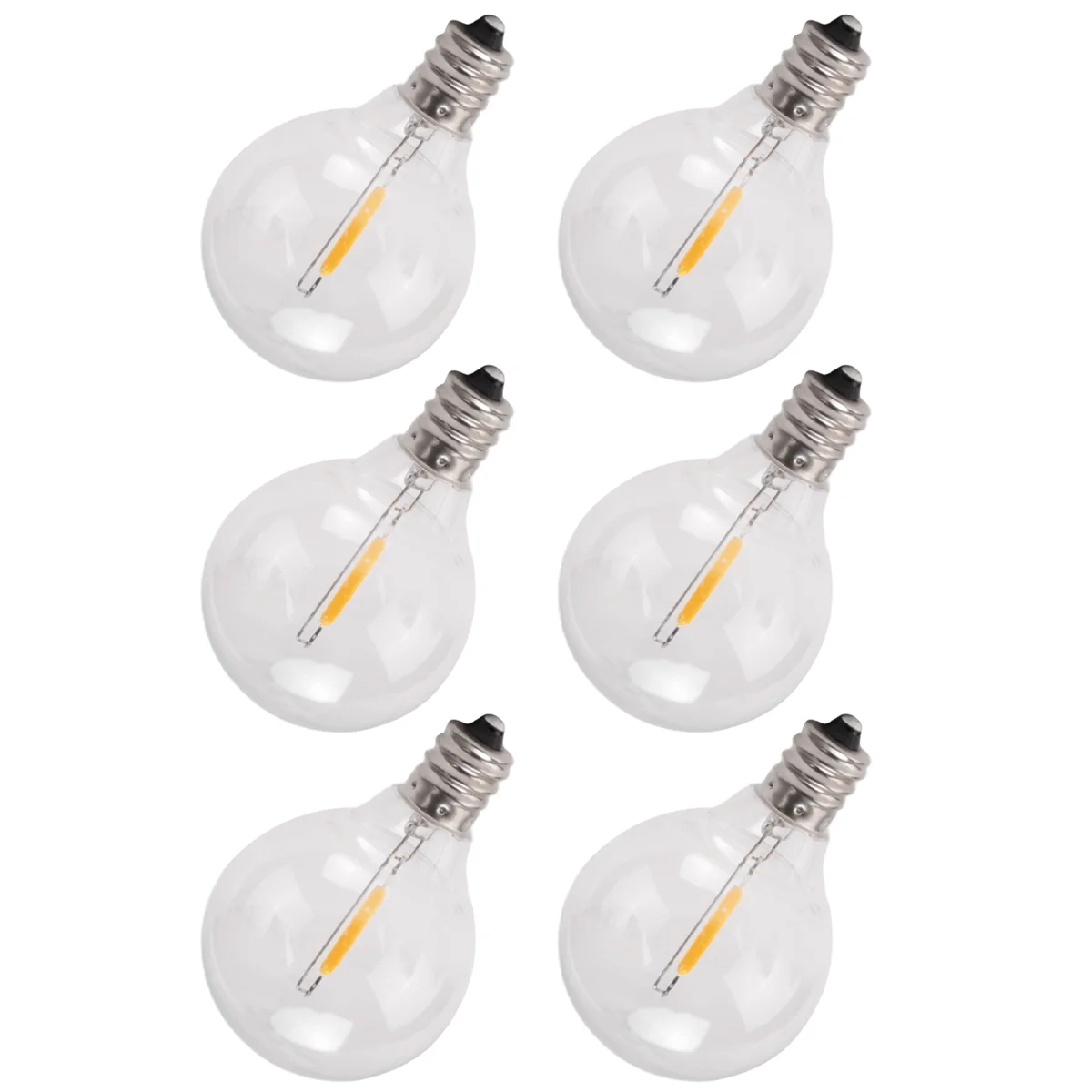 Bombillas Led piezas de repuesto G40, Base de tornillo E12, globo LED inastillable, para cadena de luces solares, Blanco cálido, 6 uds.