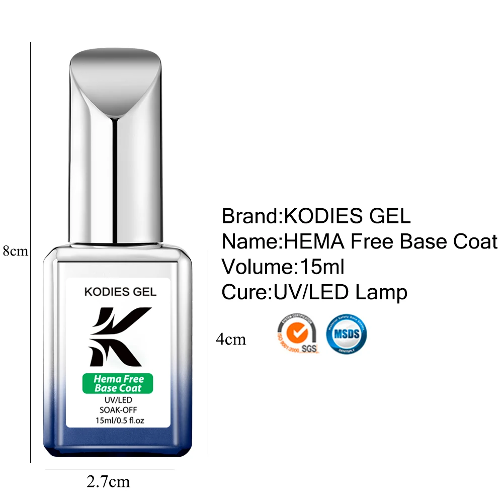 Kodies Gel Hema Gratis Base Coat Top Coat Uv Gel Nagellak 15Ml Reparatie Gellak Gezonde Semi Permanente Lijm lak Vernissen