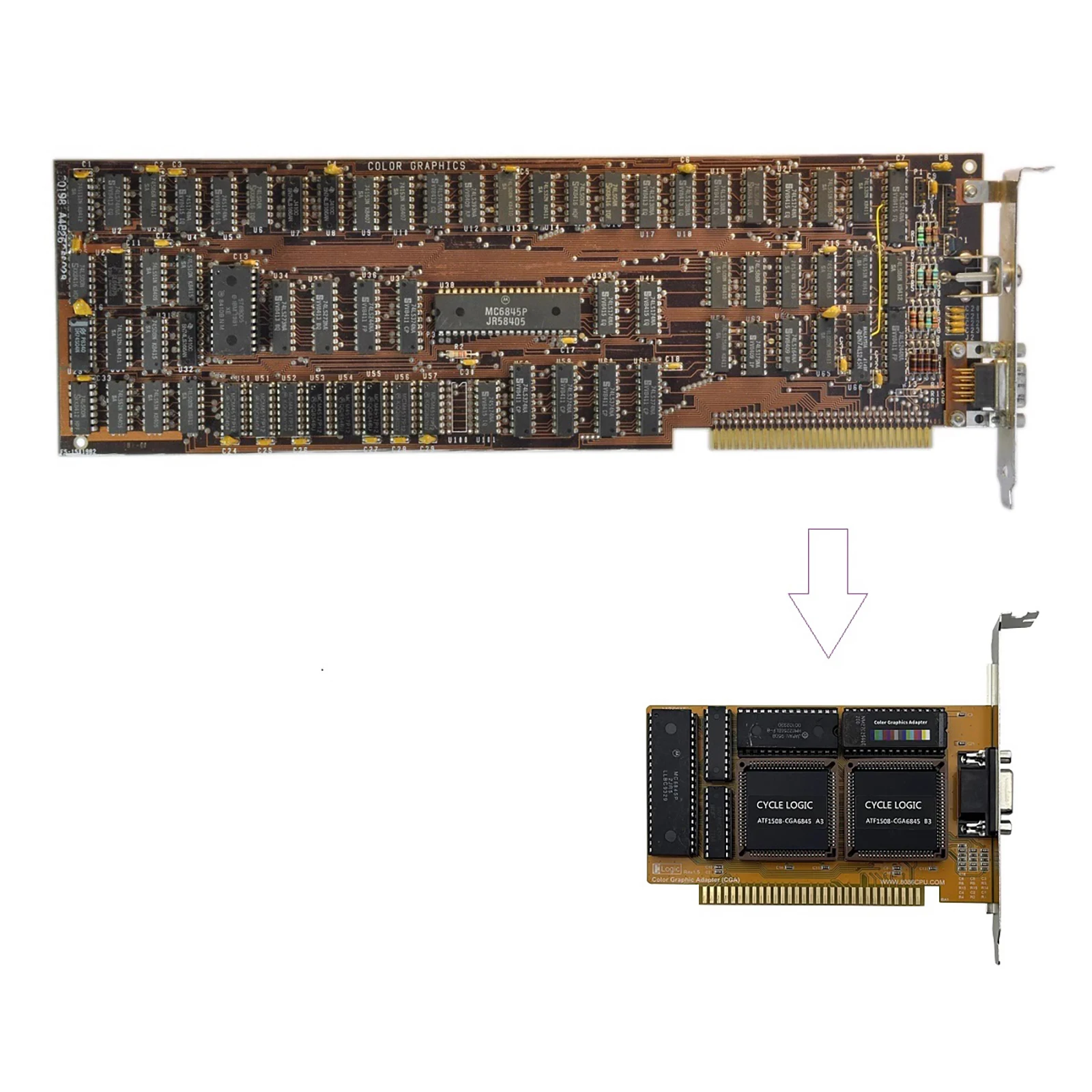 Dla IBM kompatybilny kolor Adapter graficzny ISA CGA karta IBM PC 8088 8086 PC