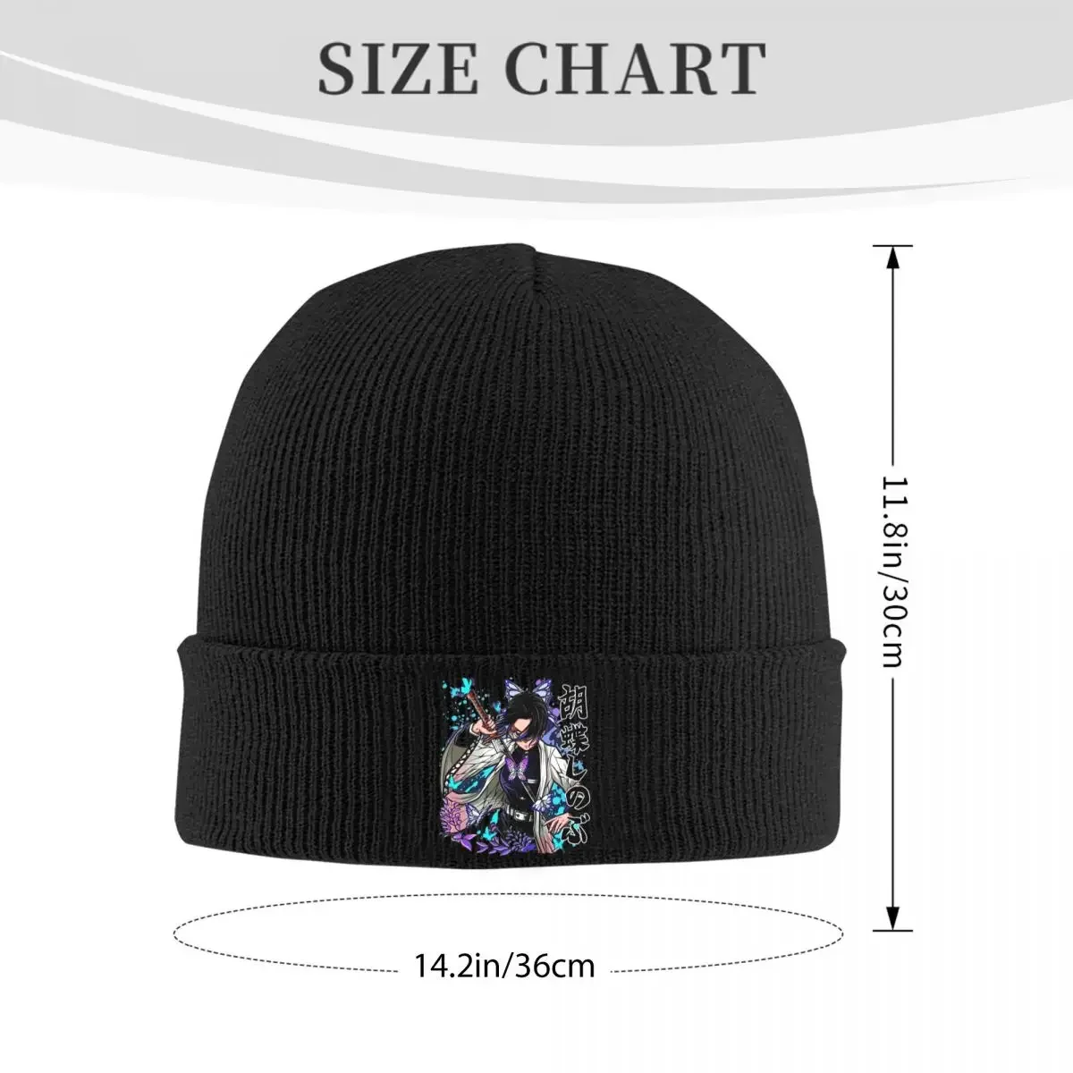 Demon Slayers Shinobu Hats Autumn Winter Beanies Warm Anime Caps Unisex Knitted Caps