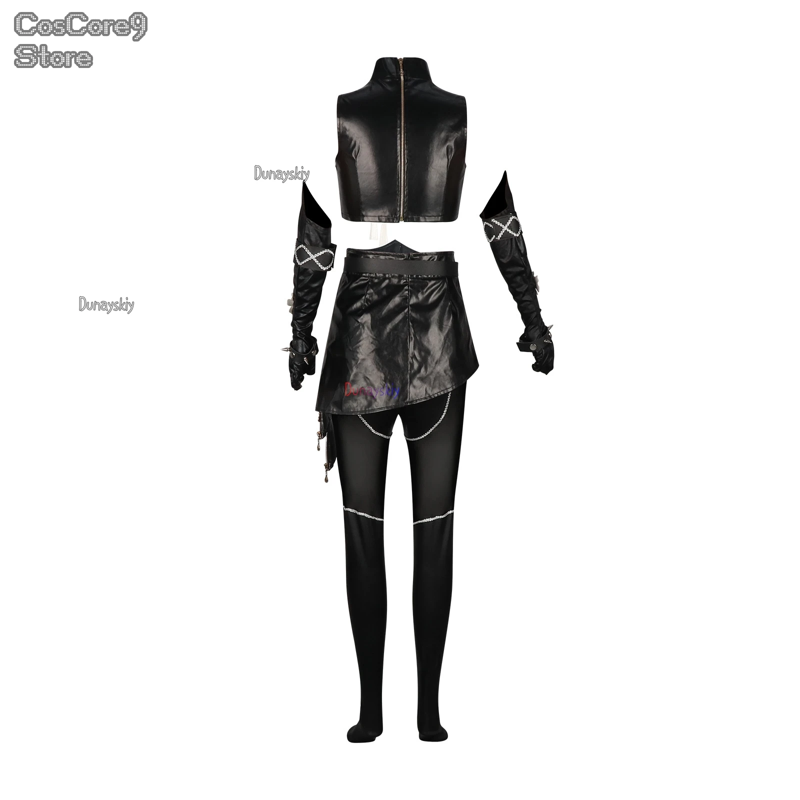 Kpop شيطان هنتركس ميرا تأثيري حلي شعر مستعار الصيادين النساء الفتيات الأسود سروال علوي من الجلد أداء دعوى هالوين slaloch win상 #5