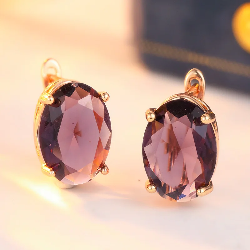 Simple Elegant Atmospheric Golden Plated Earrings Inlay Synthetic Zircon Women's Banquet Wedding Party Earrings Jewelry
