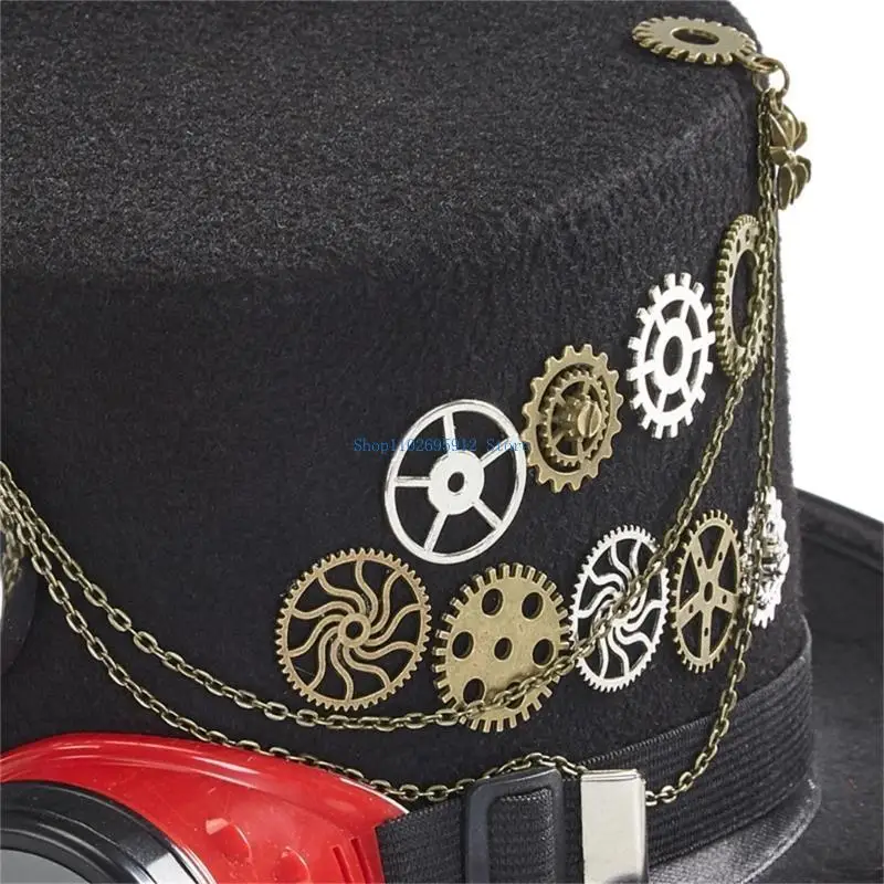 N7YE Steampunk Time Hat Steampunk Hat Steampunk أعلى قبعة للرجال مع نظارات واقية #2