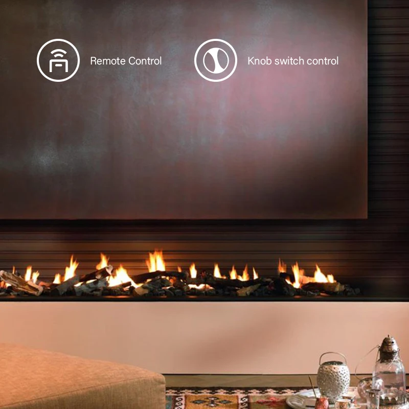 PANSEE 1016mm Electric Single Row Flame Gas Fireplace Insert Indoor Clean Energy Vented With Remote Control Modern Apartment