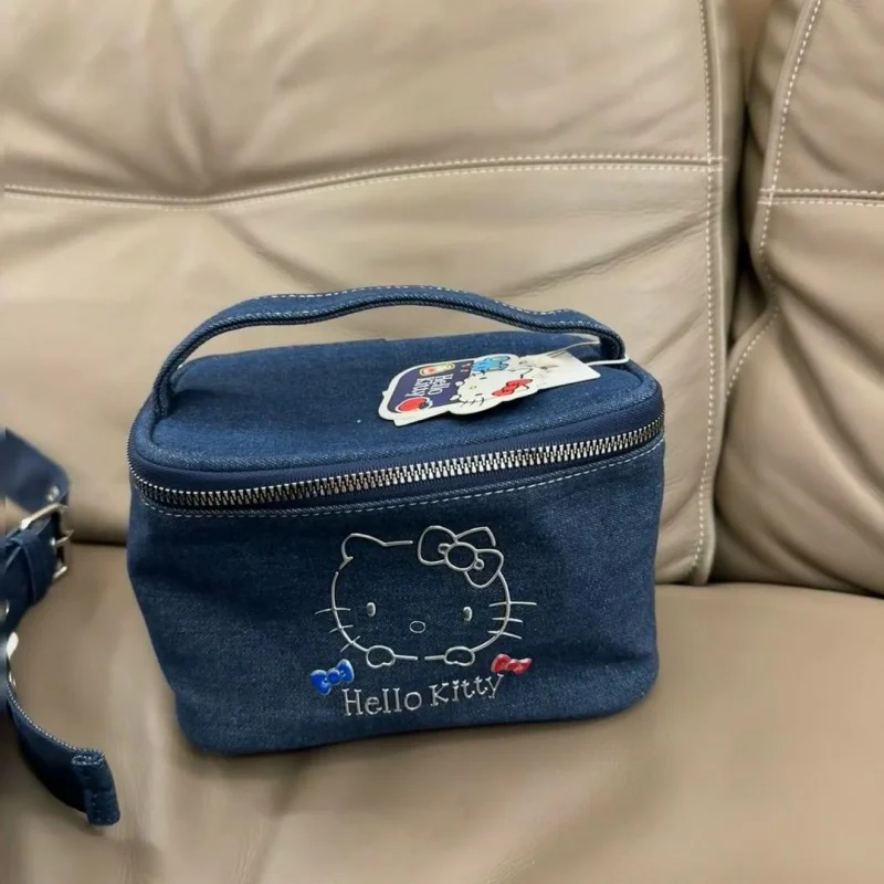 

Sanrio Hello Kitty Girls Handbag Cute Anime Cartoon Girls Denim Cosmetic Bag Storage Bag Holiday Gifts
