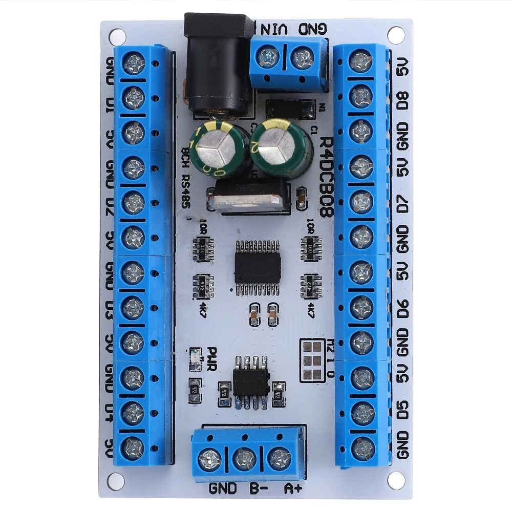 DC6-24V RS485 Sensor Module 8-13MA DS18B20 8-Channel R4DCB08 Board Digital Temperature Sensor Module for Paperless Recorder