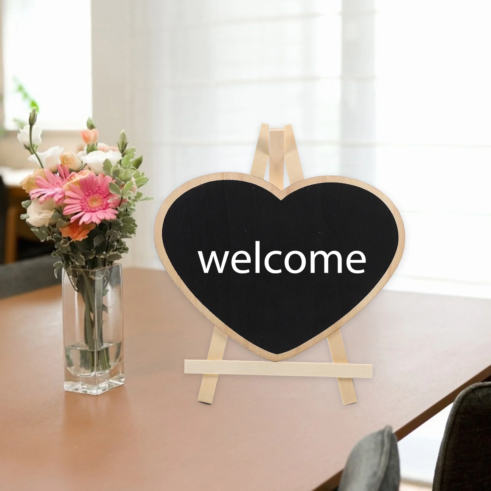 

4pcs Wooden Chalkboard Writing Message Notice Board Home Decor Desktop Ornament Gift Wood Sign Blackboard Stand