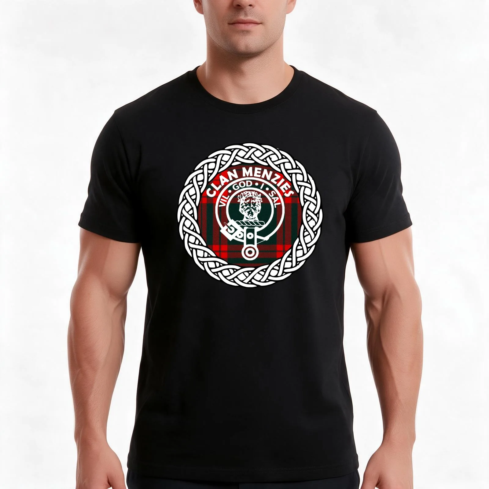 Clan Menzies surname last name tartan crest badge T-Shirt, Summer Casual Cotton Tee, Oversized Streetwear Tops, Unisex Men Women
