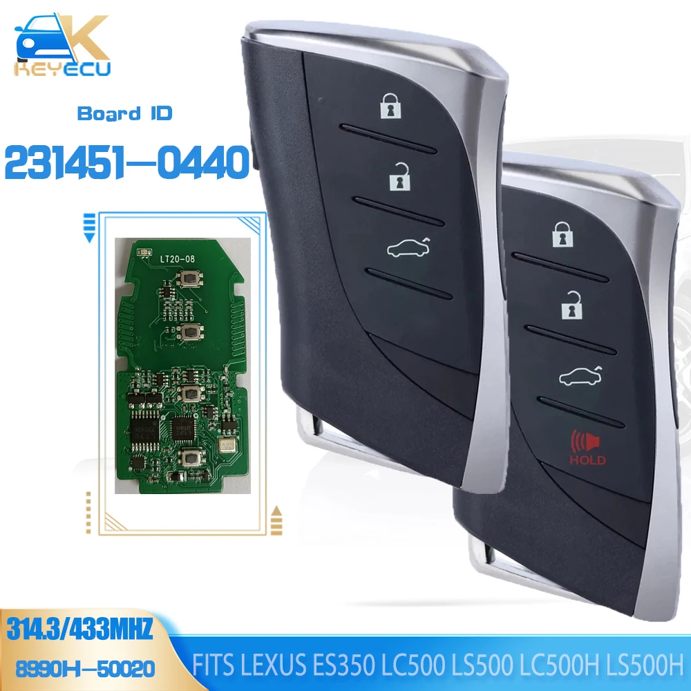 KEYECU 231451-0440 Keyless Smart Remote Key FSK 312/314.3/433MHz Fob for Lexus ES200 ES300H LS500 LS500H 2017 2018 2019 2020