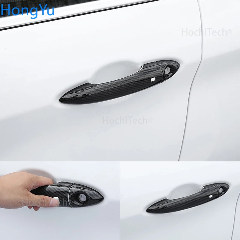 4 Pcs/set ABS Carbon Fiber Car Exterior Door Handle Grab Cover Trim Sticker Styling For Alfa Romeo Giulia Stelvio 2015 - 2020