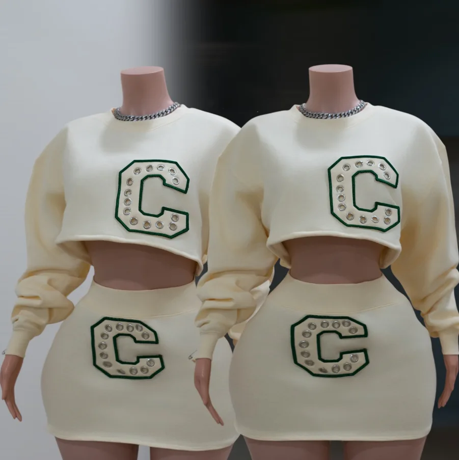 Tops cortos sexys, conjuntos de falda de 2 piezas, trajes de invierno y otoño, ropa de calle Y2K, minivestido de moda, conjunto de falda de dos piezas 2025