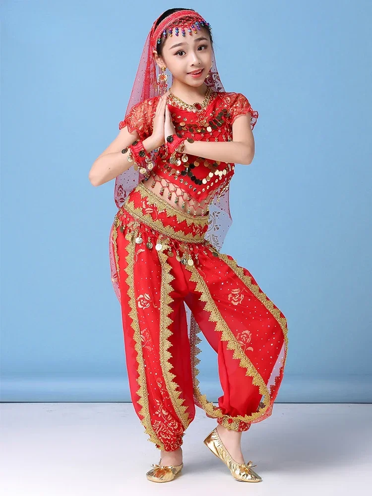 Kids Belly Dance Costumes Oriental Indian Dancing Costumes Belly Dance Wear Dress Children Bollywood Dancing Stage Performance