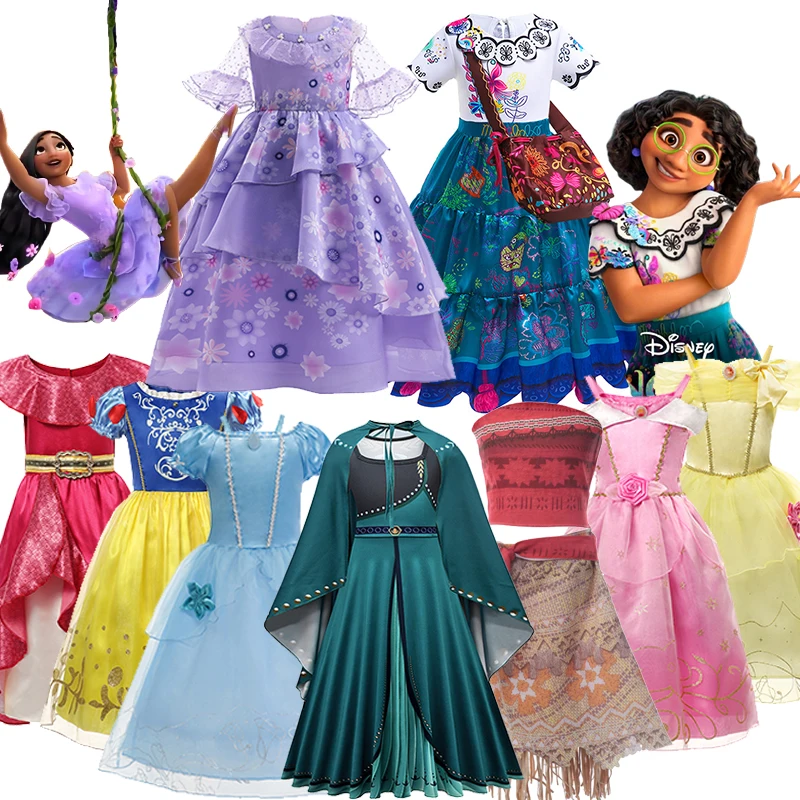 Girls Mirabelle Elsa Princess Dress Kid Halloween Party Cosplay Clothes Dress up Anna Snow White Rapunzel Mermaid Aurora Costume